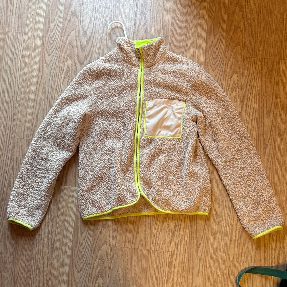 Divided Sherpa Jacket with Neon Yellow Accents